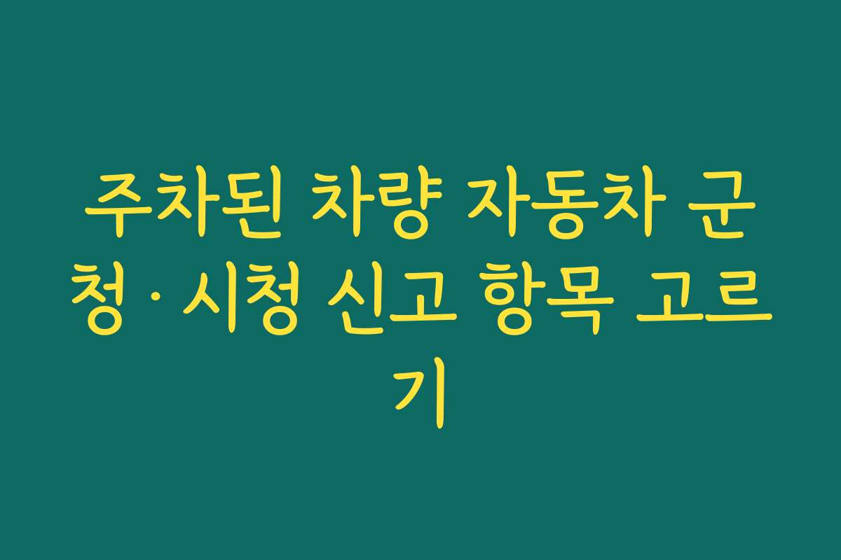 주차된 차량 자동차 군청·시청 신고 항목 고르기