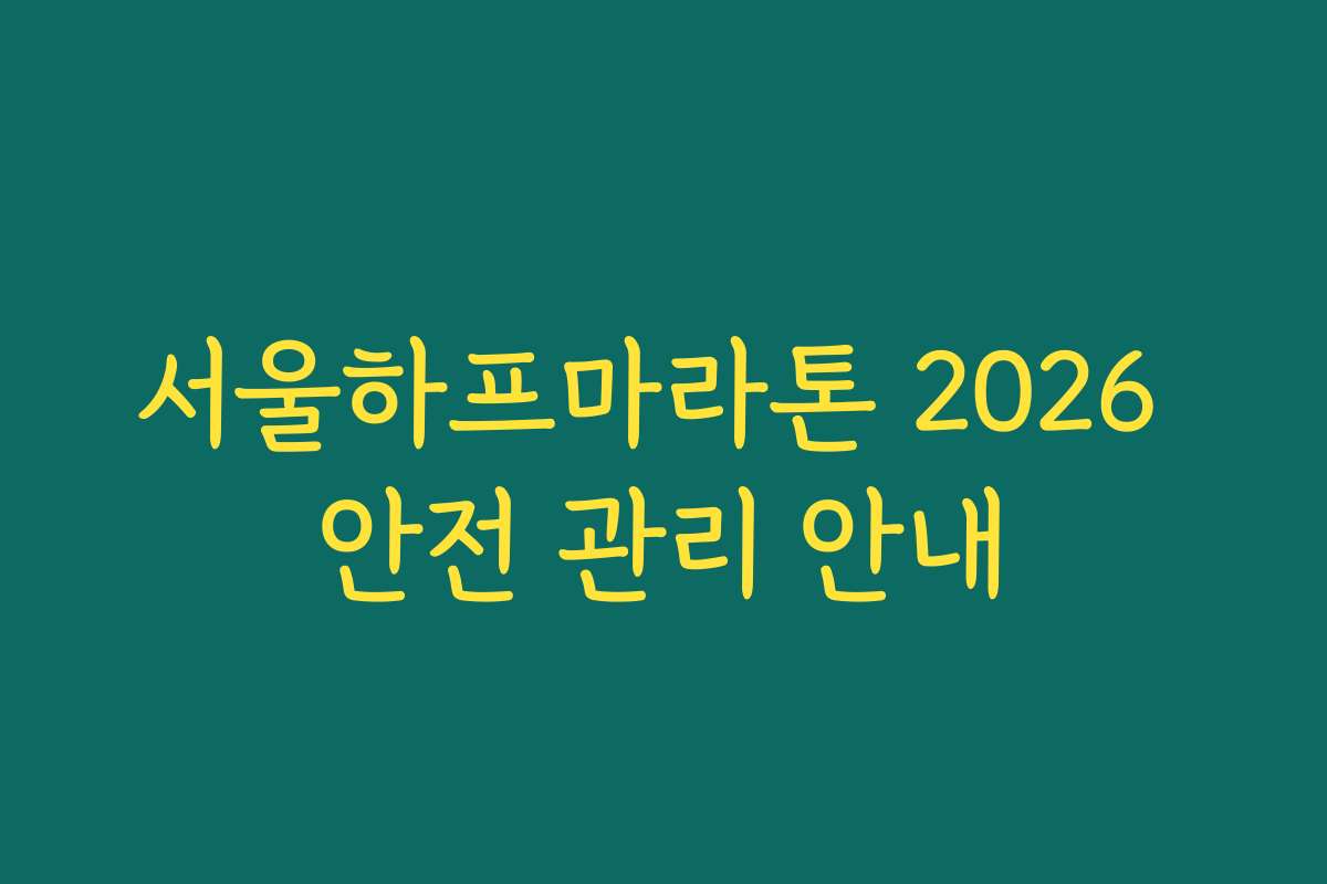 서울하프마라톤 2026 안전 관리 안내