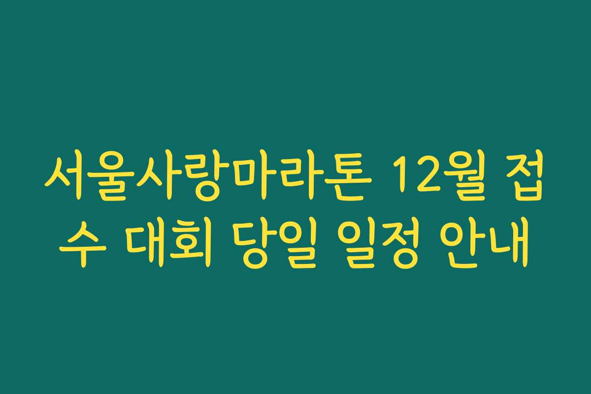 서울사랑마라톤 12월 접수 대회 당일 일정 안내