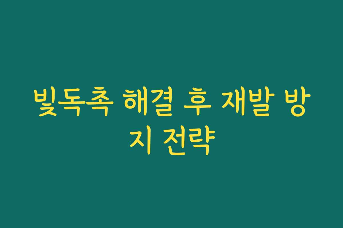 빛독촉 해결 후 재발 방지 전략