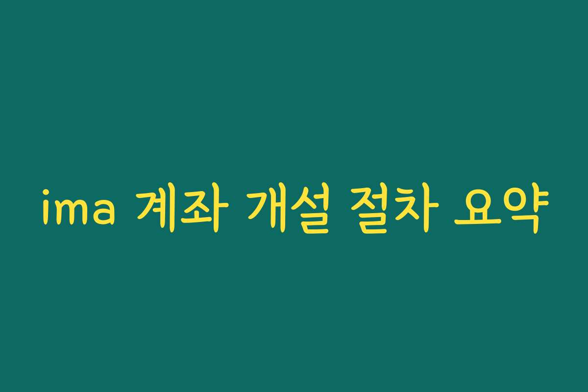 ima 계좌 개설 절차 요약