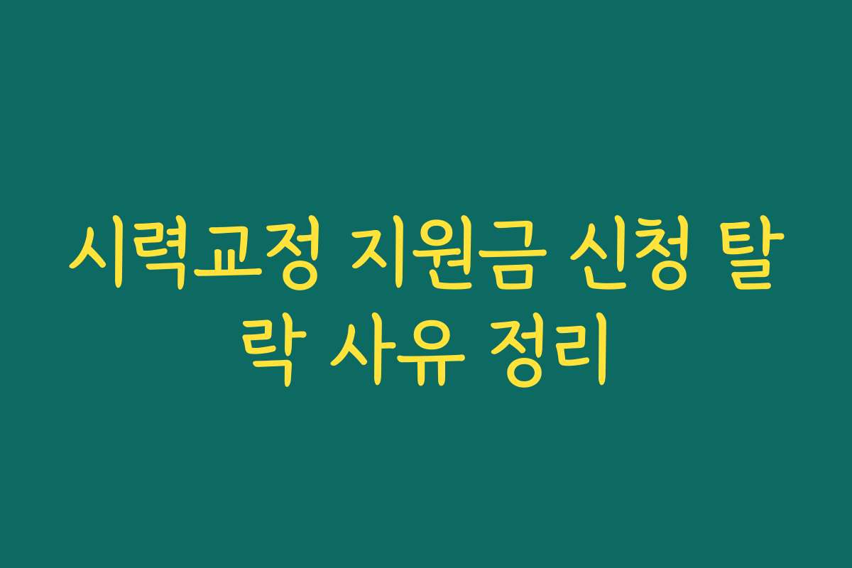 시력교정 지원금 신청 탈락 사유 정리