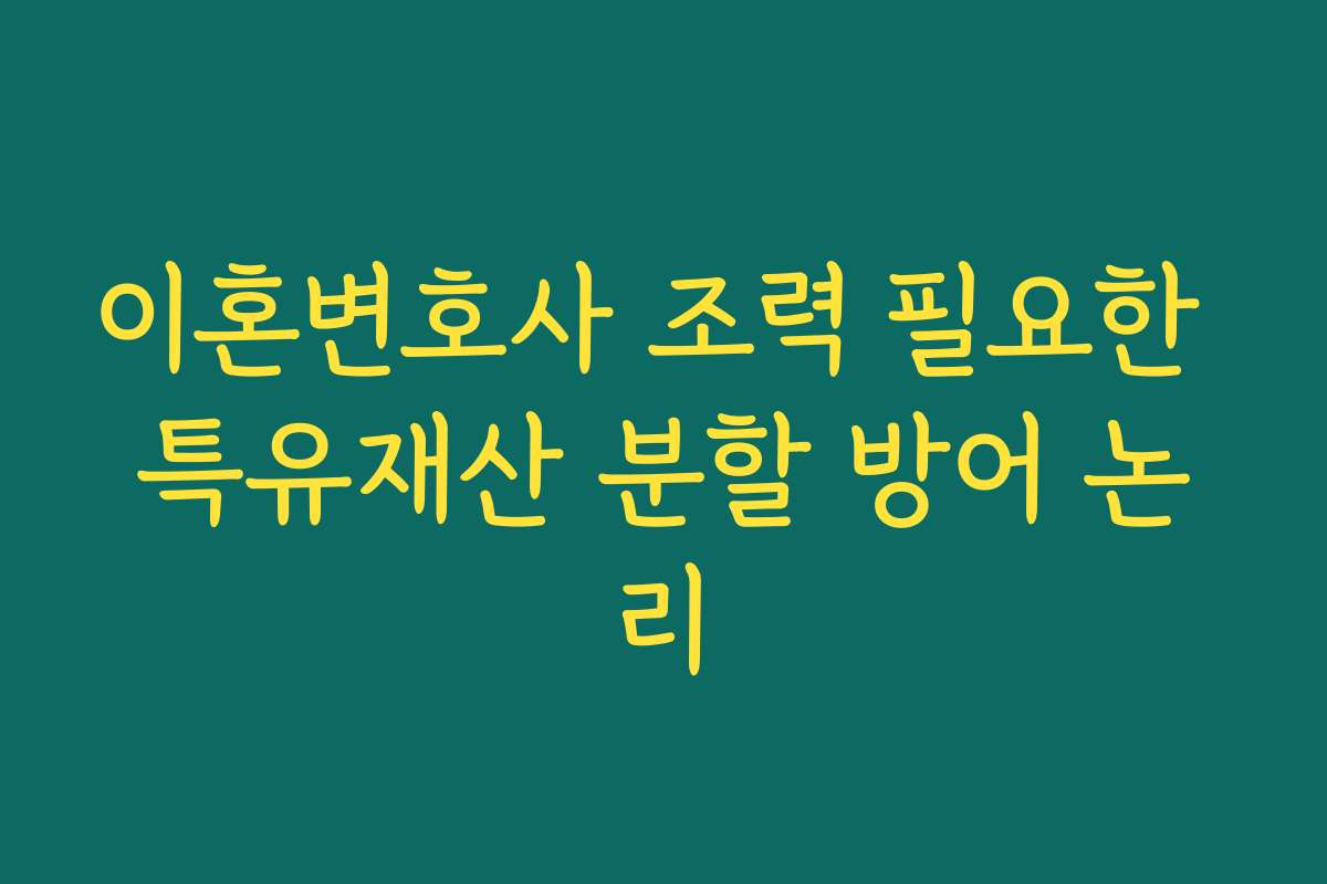 이혼변호사 조력 필요한 특유재산 분할 방어 논리