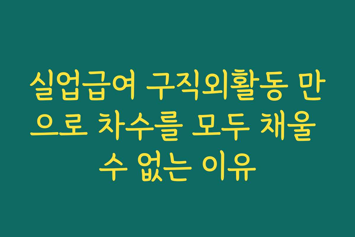 실업급여 구직외활동 만으로 차수를 모두 채울 수 없는 이유