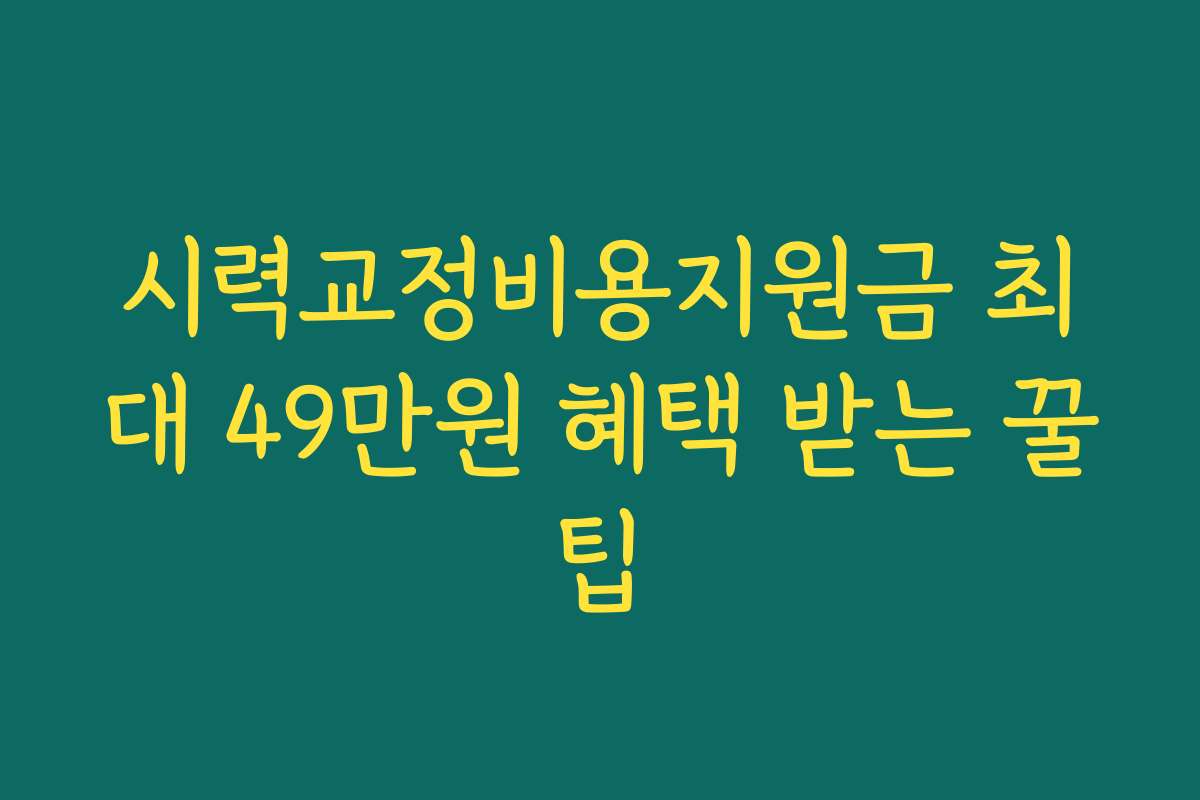 시력교정비용지원금 최대 49만원 혜택 받는 꿀팁
