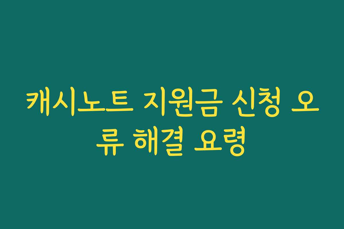 캐시노트 지원금 신청 오류 해결 요령