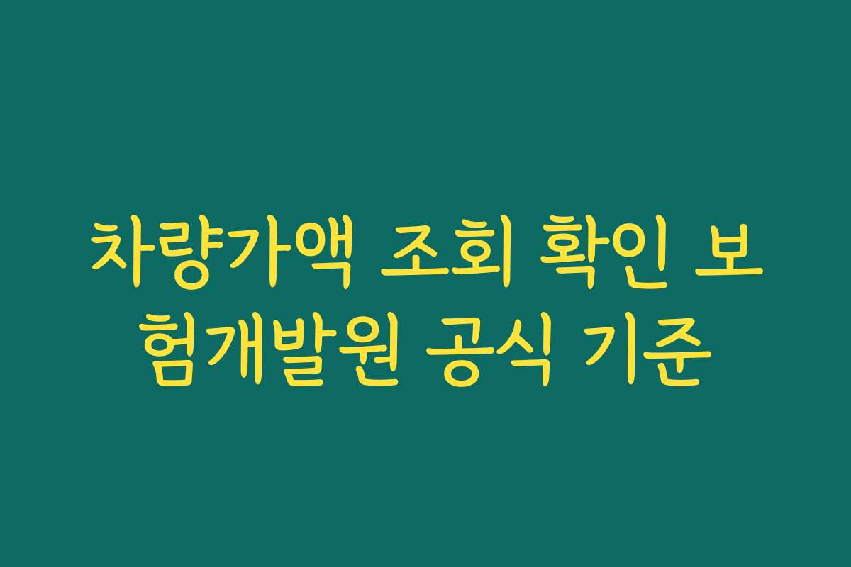 차량가액 조회 확인 보험개발원 공식 기준