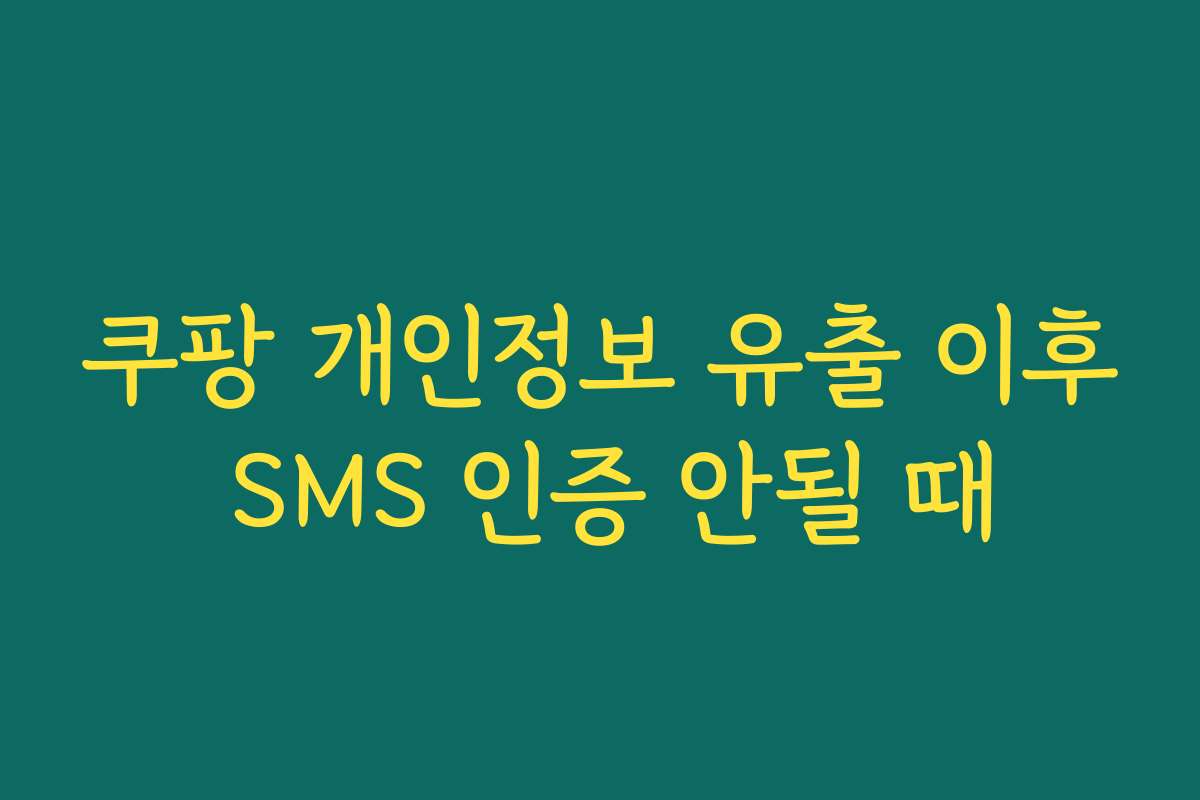 쿠팡 개인정보 유출 이후 SMS 인증 안될 때