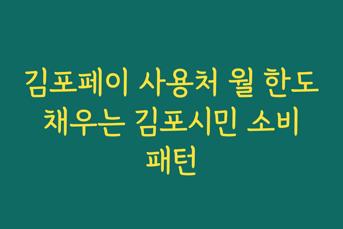 김포페이 사용처 월 한도 채우는 김포시민 소비 패턴