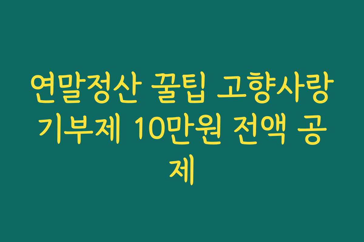 연말정산 꿀팁 고향사랑기부제 10만원 전액 공제