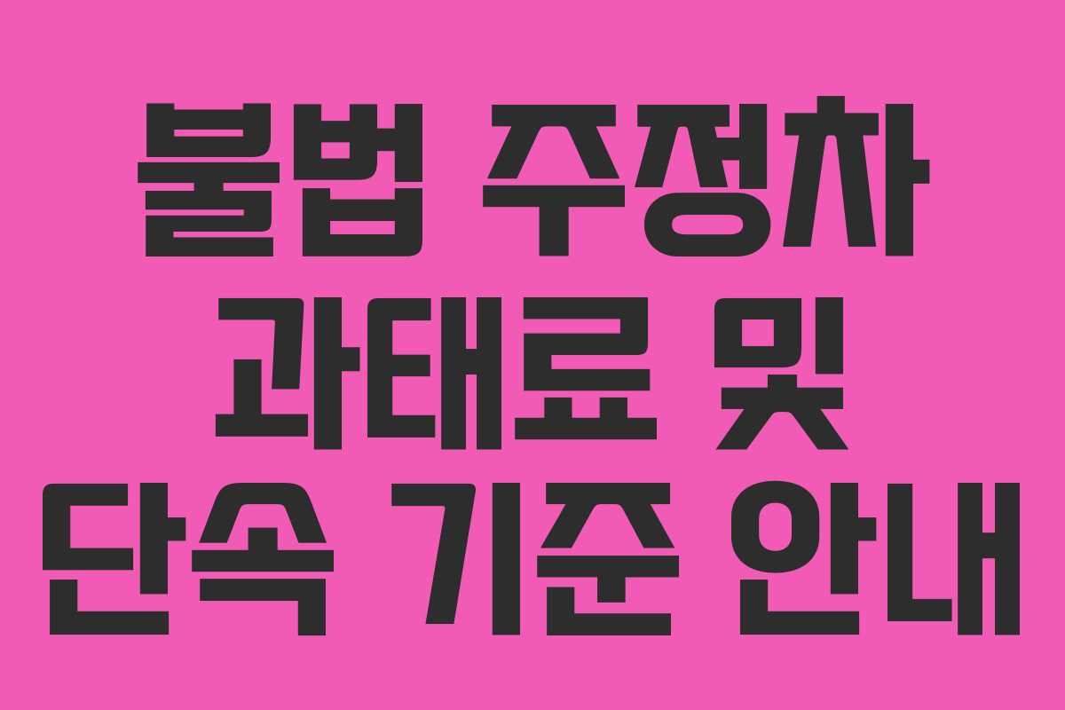 불법 주정차 과태료 및 단속 기준 안내