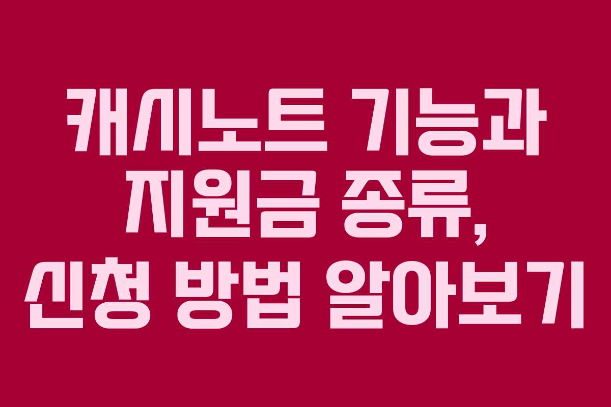 캐시노트 기능과 지원금 종류, 신청 방법 알아보기