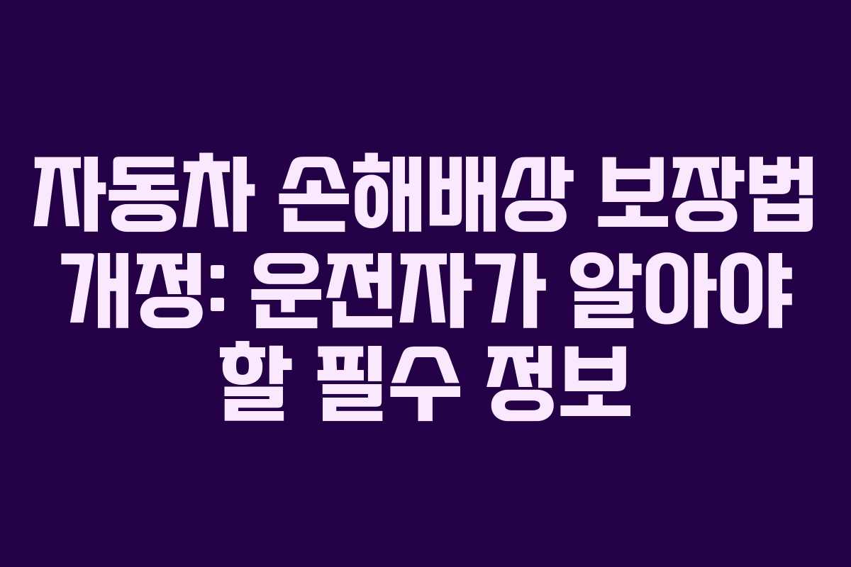 자동차 손해배상 보장법 개정: 운전자가 알아야 할 필수 정보