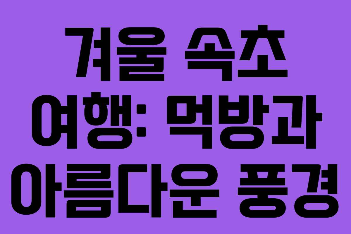 겨울 속초 여행: 먹방과 아름다운 풍경