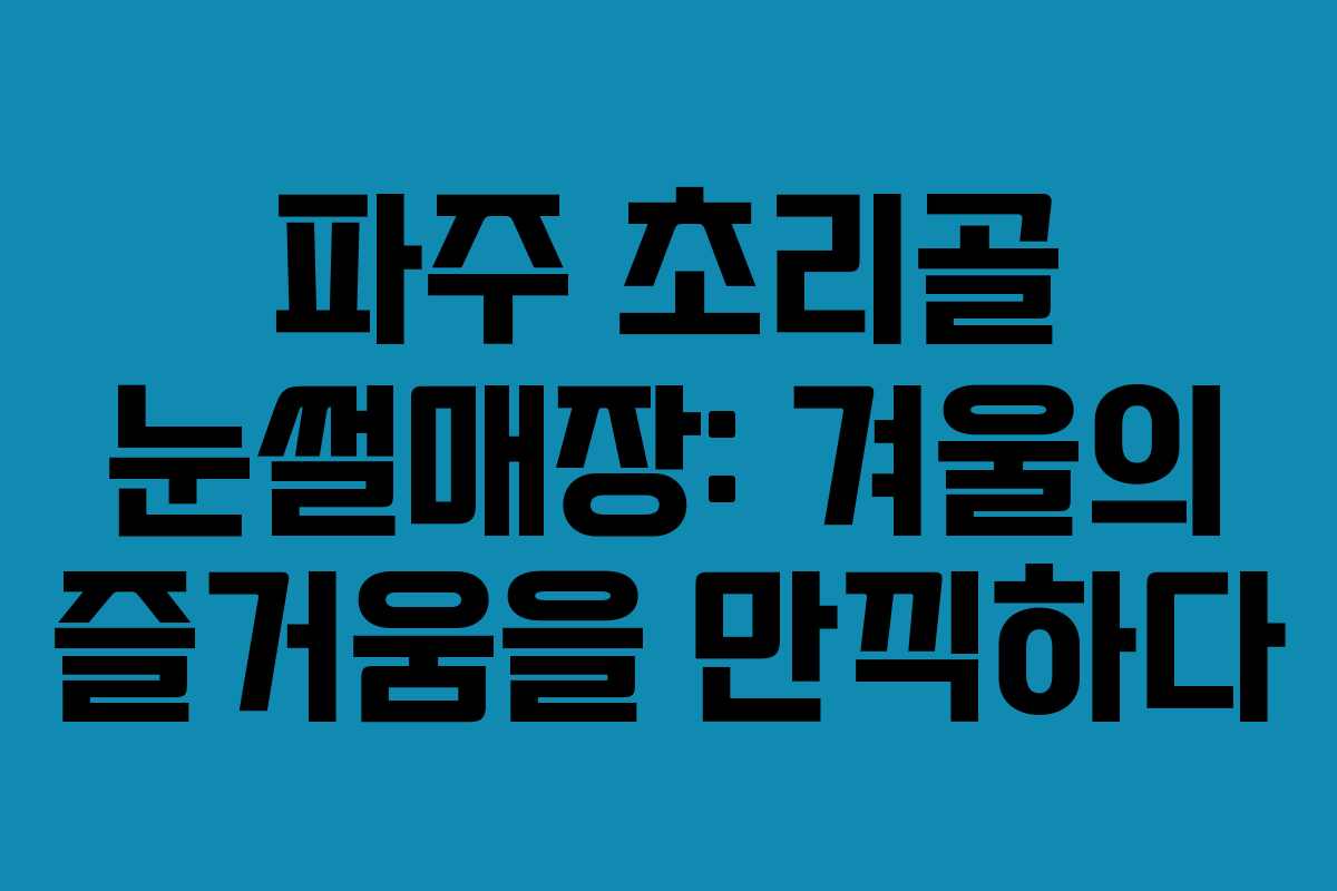 파주 초리골 눈썰매장: 겨울의 즐거움을 만끽하다