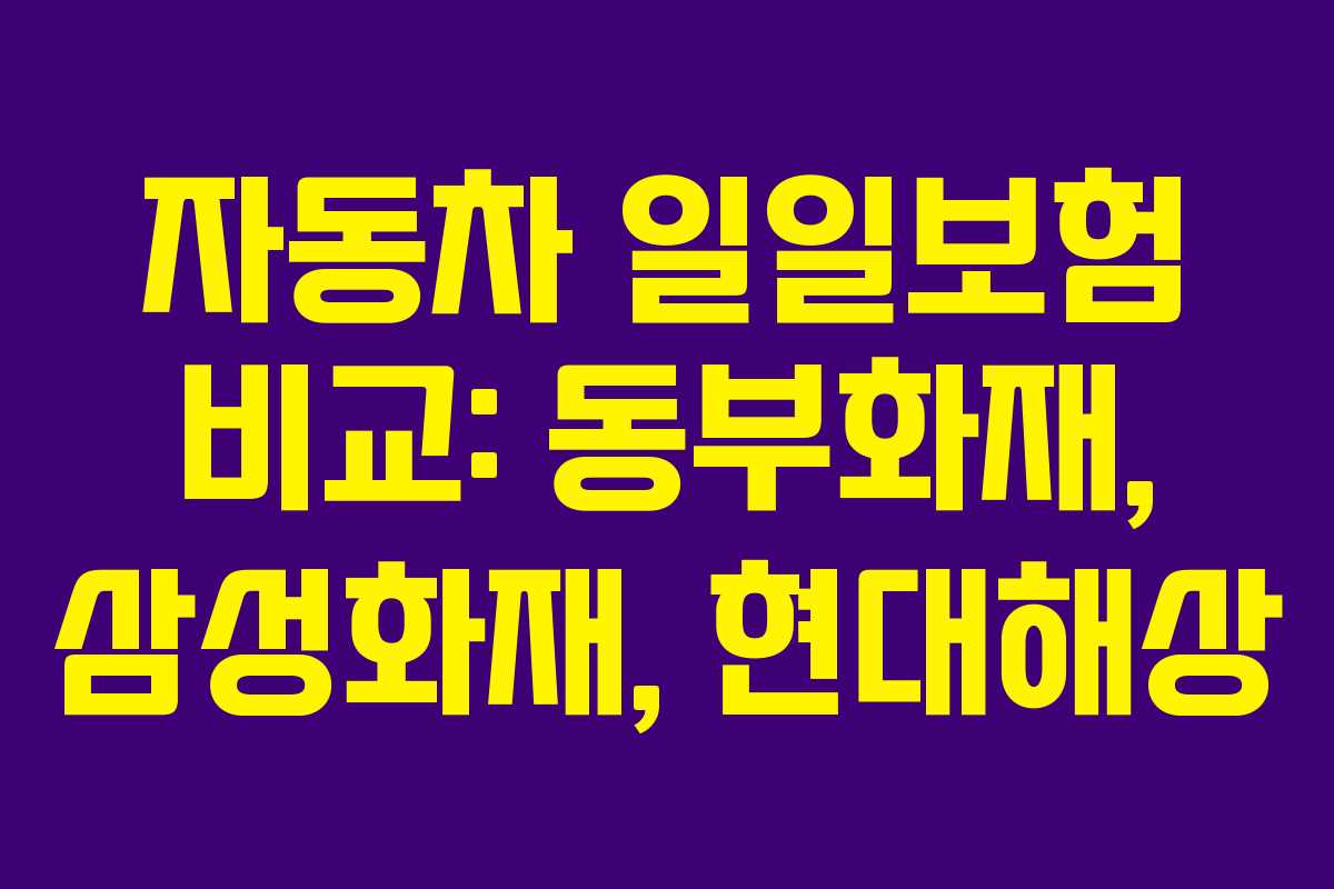자동차 일일보험 비교: 동부화재, 삼성화재, 현대해상