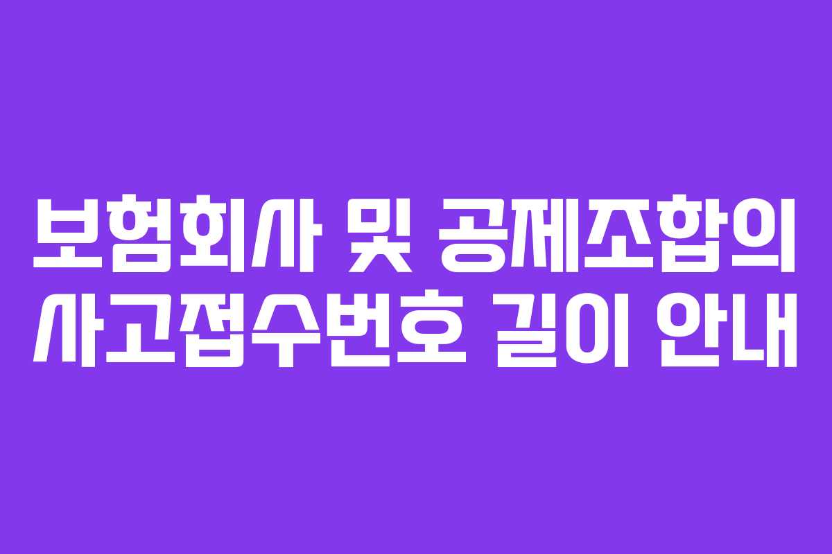 보험회사 및 공제조합의 사고접수번호 길이 안내