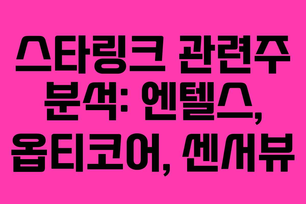 스타링크 관련주 분석: 엔텔스, 옵티코어, 센서뷰