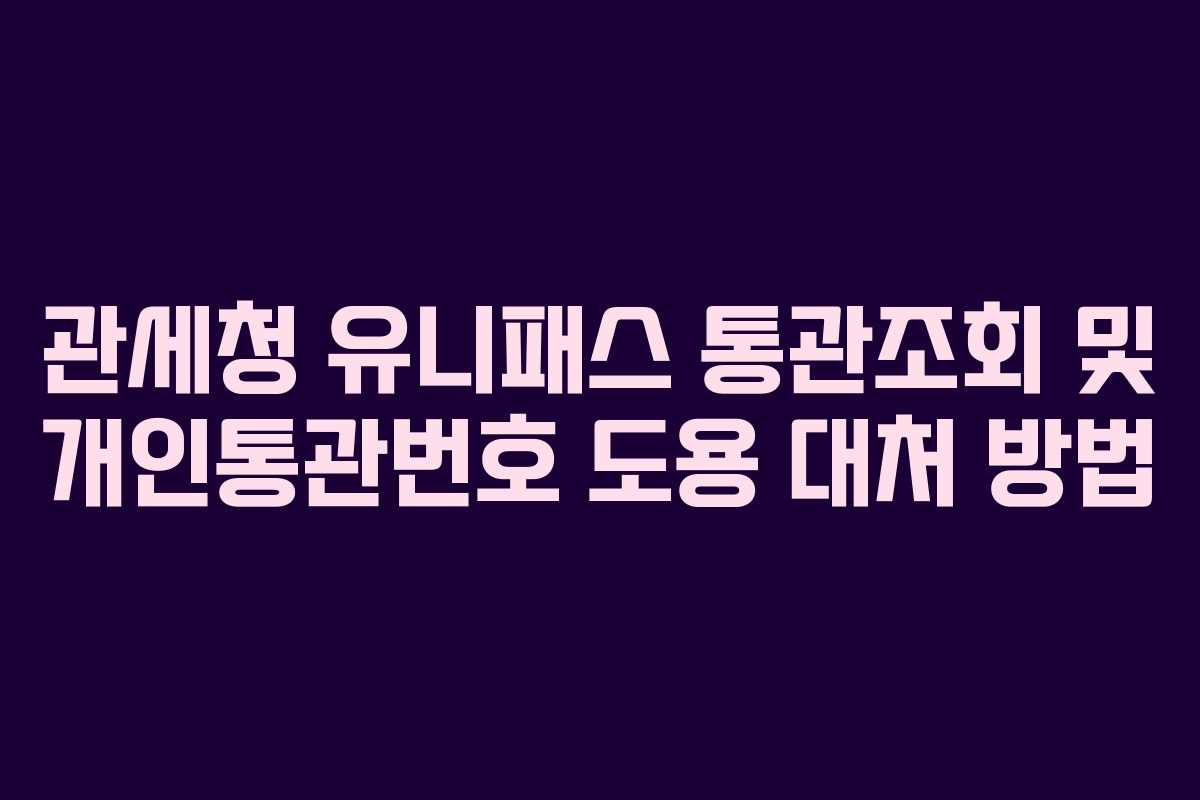 관세청 유니패스 통관조회 및 개인통관번호 도용 대처 방법
