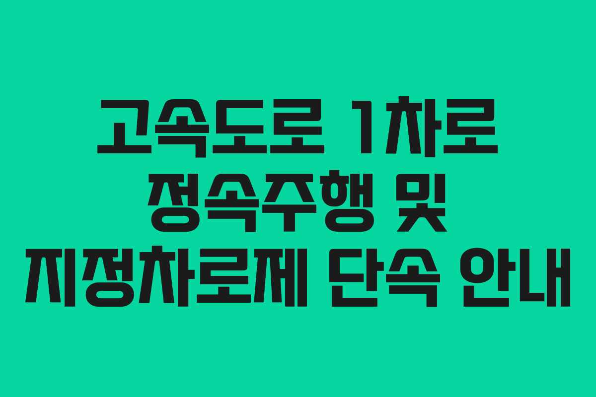 고속도로 1차로 정속주행 및 지정차로제 단속 안내