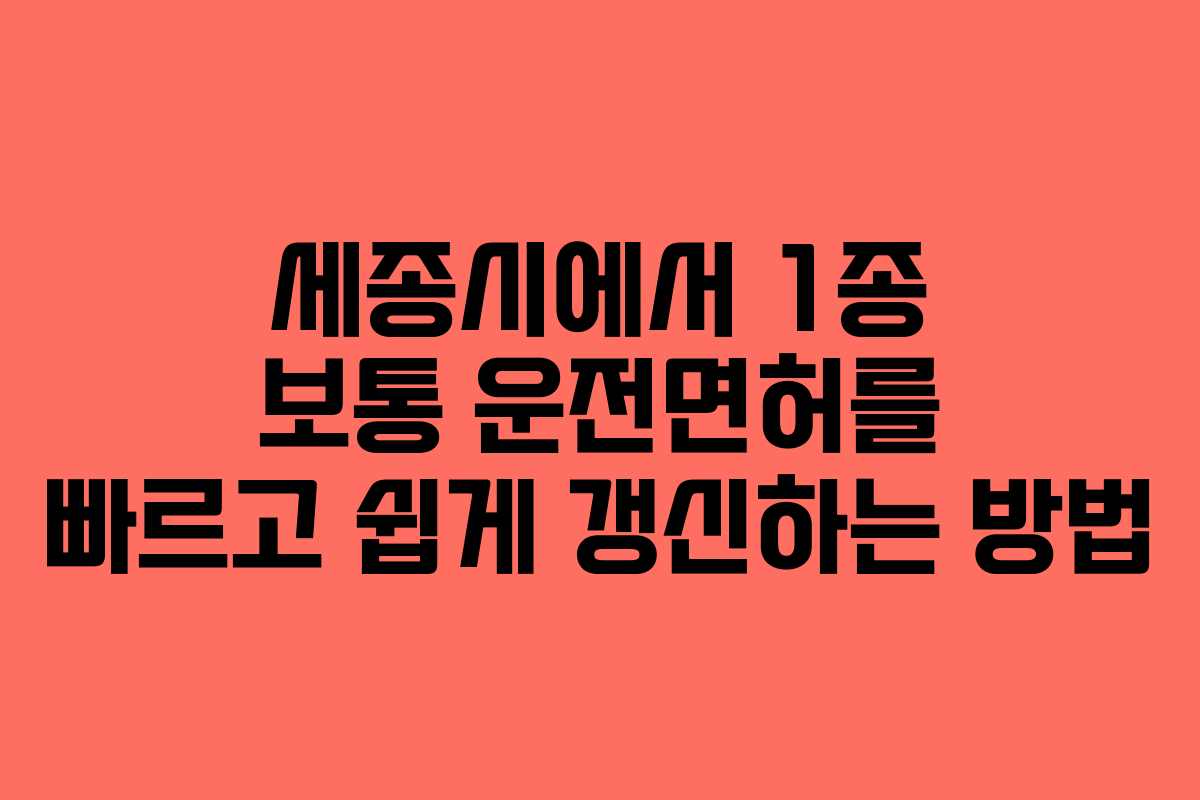 세종시에서 1종 보통 운전면허를 빠르고 쉽게 갱신하는 방법