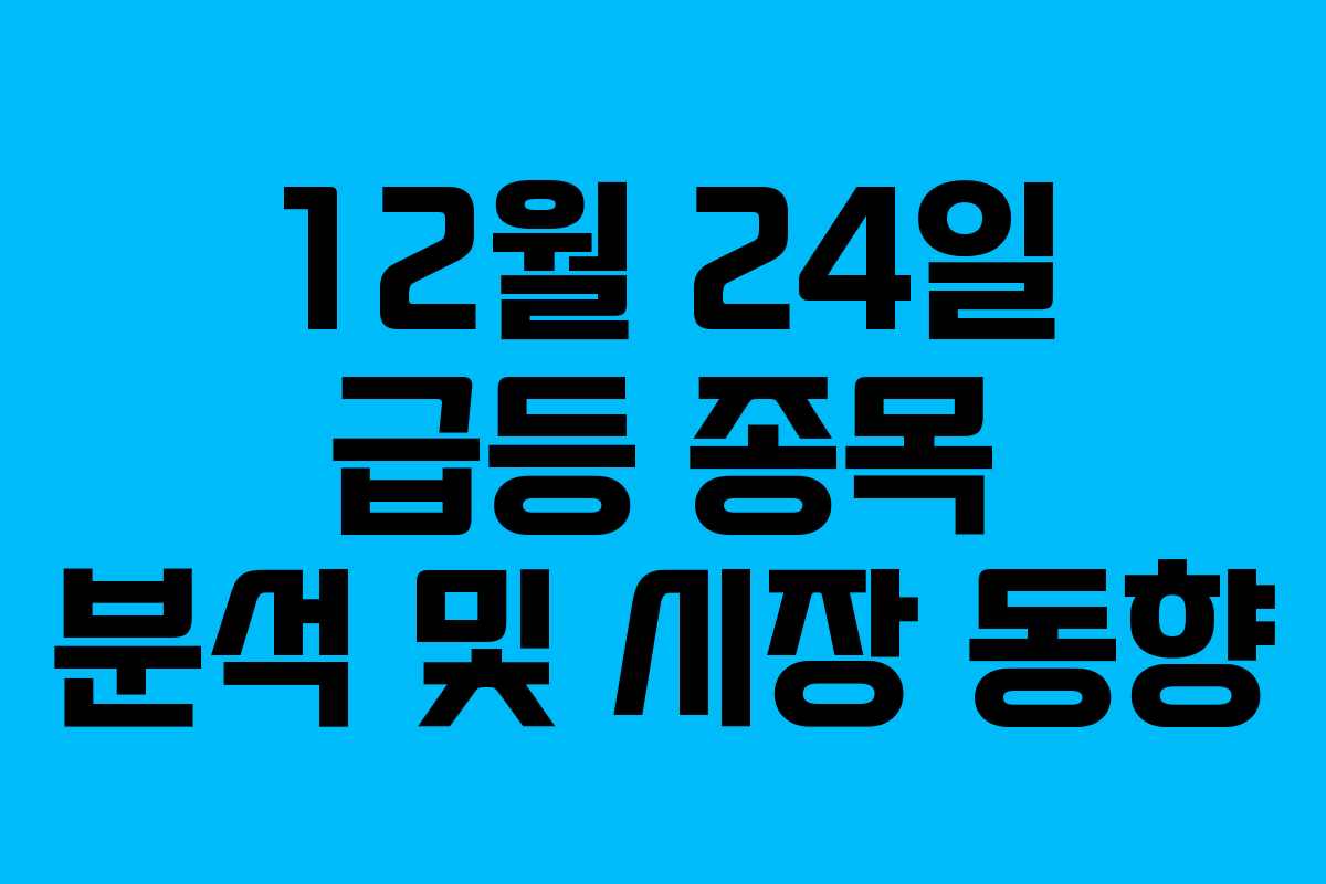 12월 24일 급등 종목 분석 및 시장 동향