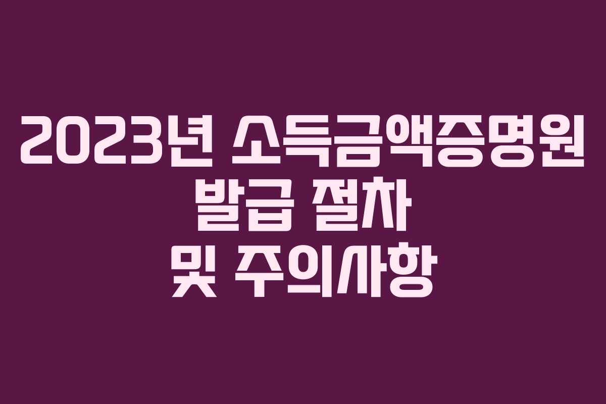 2023년 소득금액증명원 발급 절차 및 주의사항