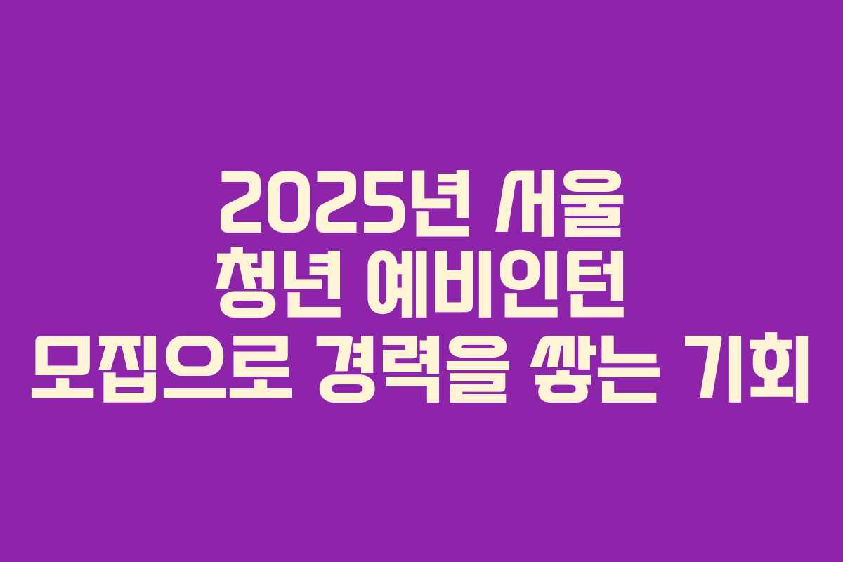 2025년 서울 청년 예비인턴 모집으로 경력을 쌓는 기회