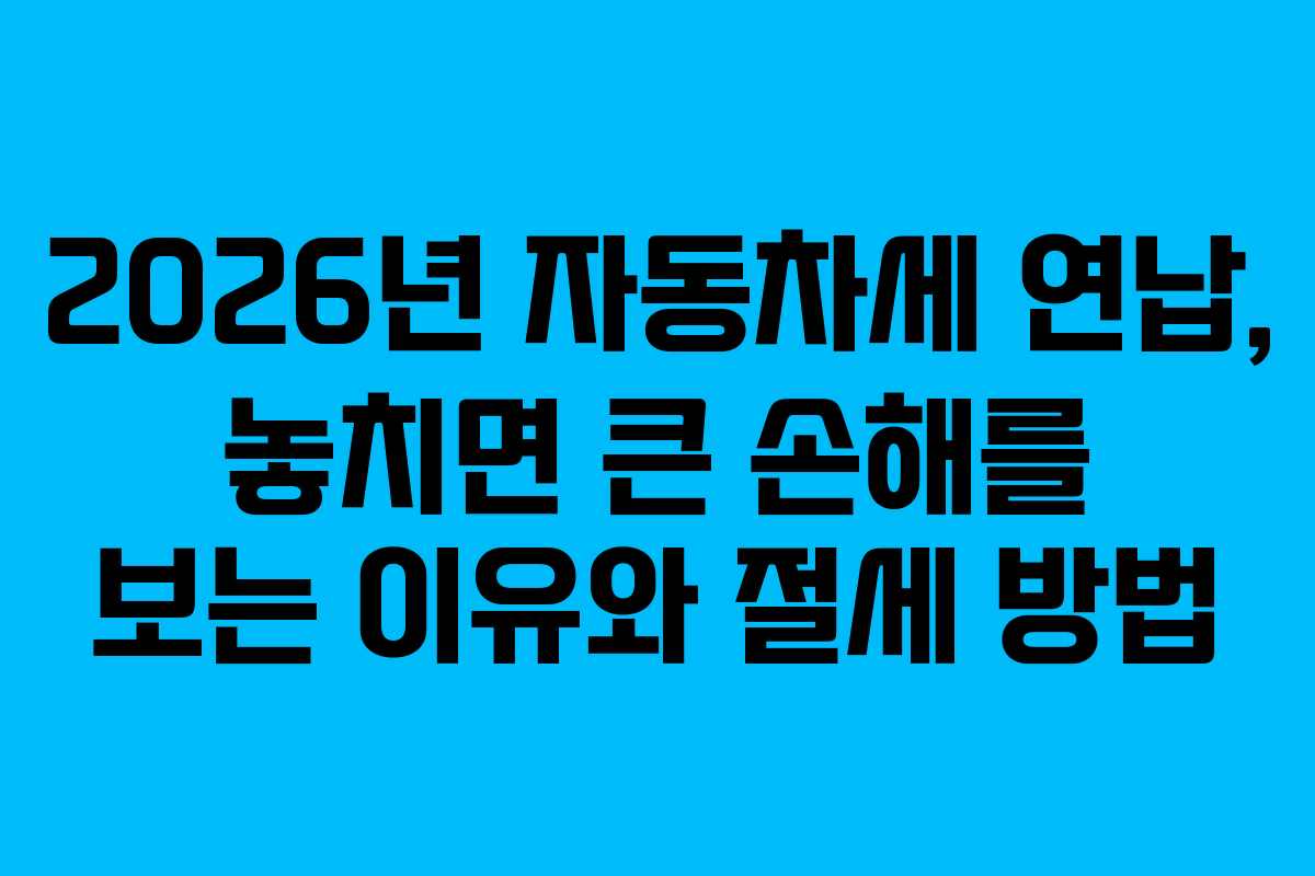 2026년 자동차세 연납, 놓치면 큰 손해를 보는 이유와 절세 방법