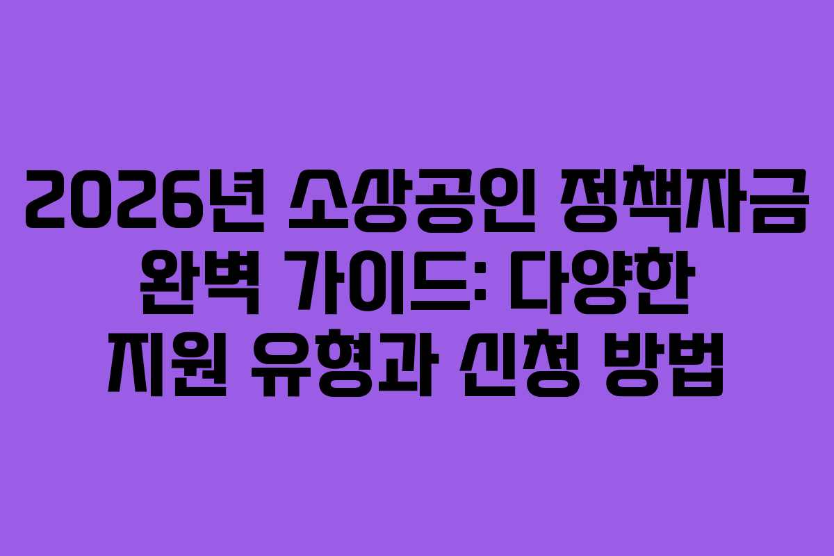 2026년 소상공인 정책자금 완벽 가이드: 다양한 지원 유형과 신청 방법