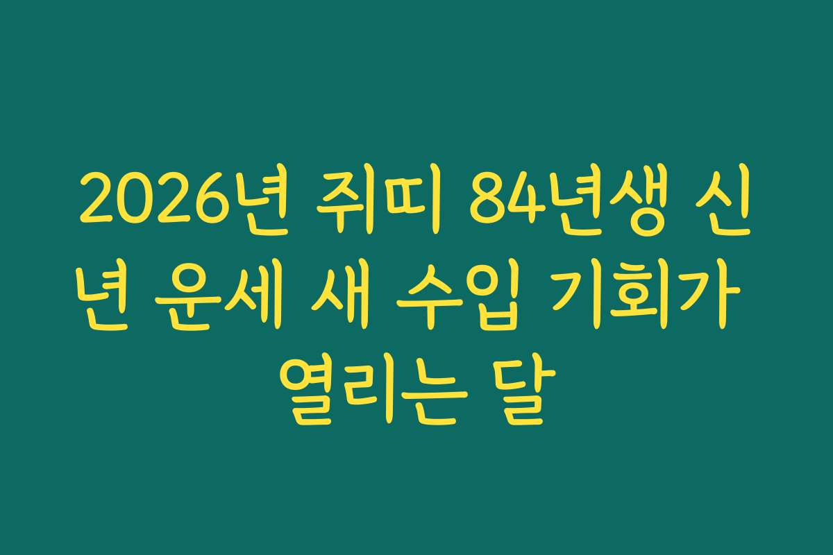 2026년 쥐띠 84년생 신년 운세 새 수입 기회가 열리는 달