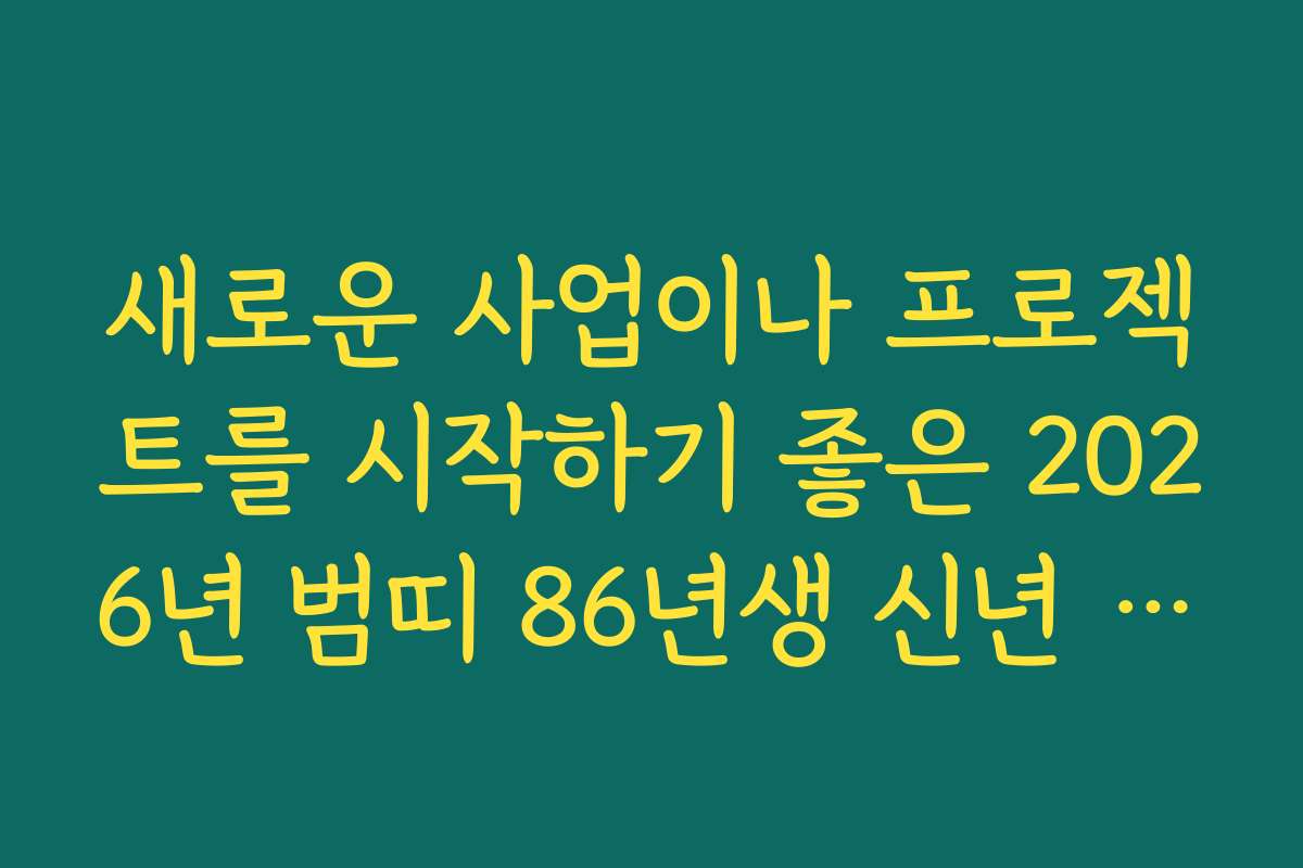새로운 사업이나 프로젝트를 시작하기 좋은 2026년 범띠 86년생 신년 운세