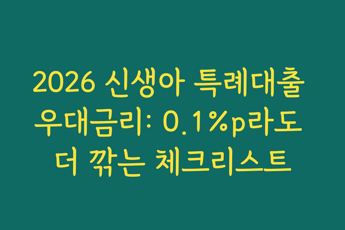 2026 신생아 특례대출 우대금리: 0.1%p라도 더 깎는 체크리스트
