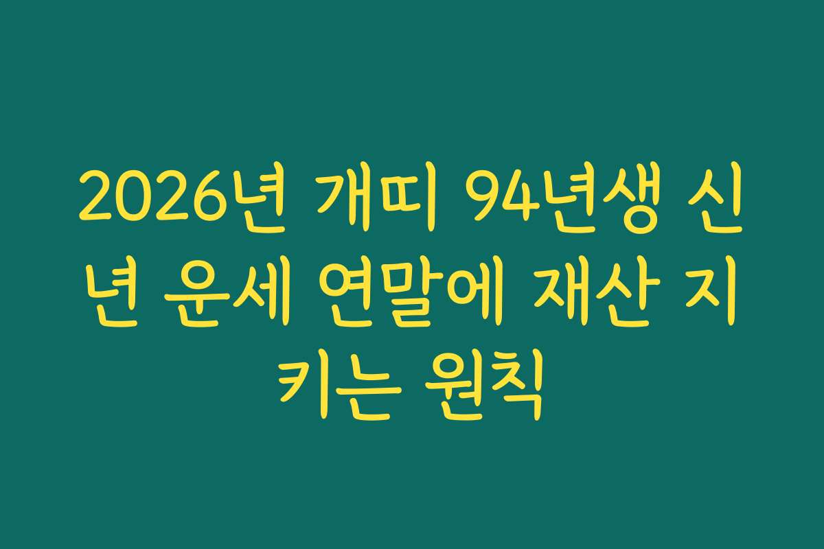 2026년 개띠 94년생 신년 운세 연말에 재산 지키는 원칙
