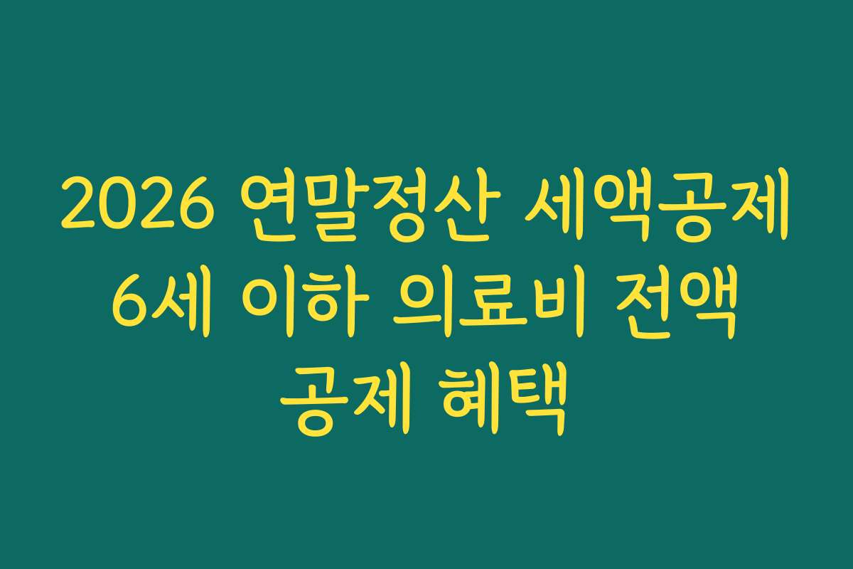 2026 연말정산 세액공제 6세 이하 의료비 전액 공제 혜택