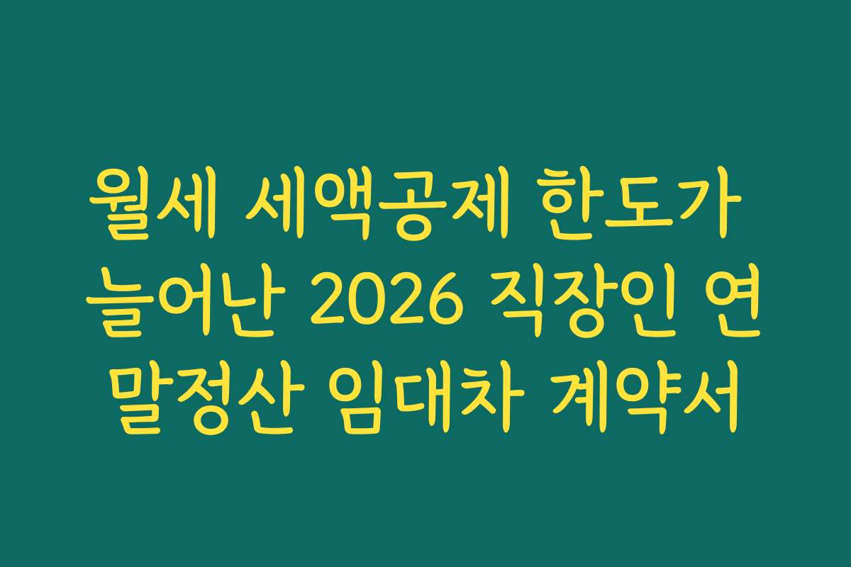 월세 세액공제 한도가 늘어난 2026 직장인 연말정산 임대차 계약서