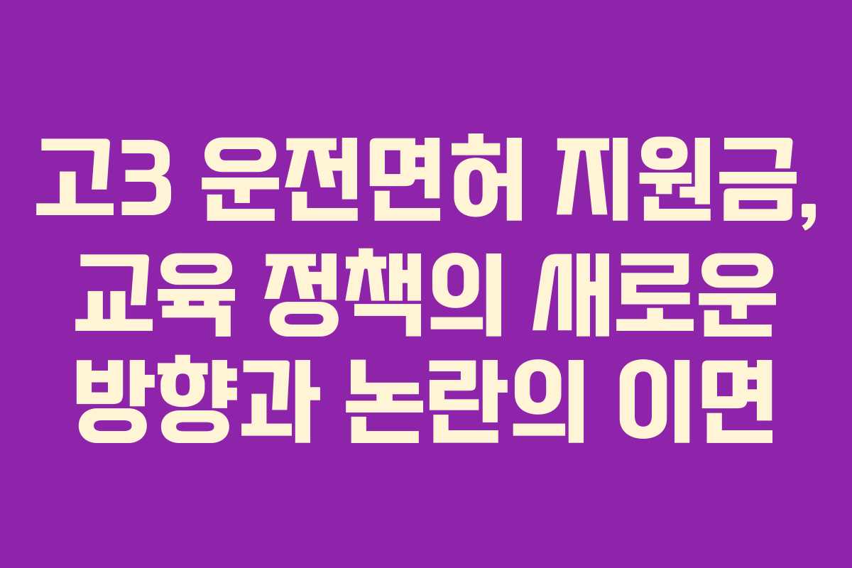 고3 운전면허 지원금, 교육 정책의 새로운 방향과 논란의 이면
