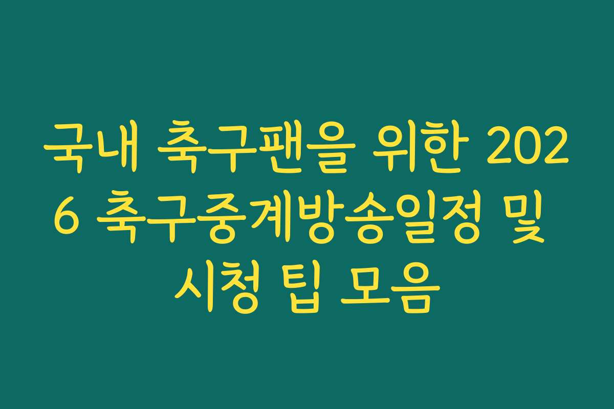 국내 축구팬을 위한 2026 축구중계방송일정 및 시청 팁 모음