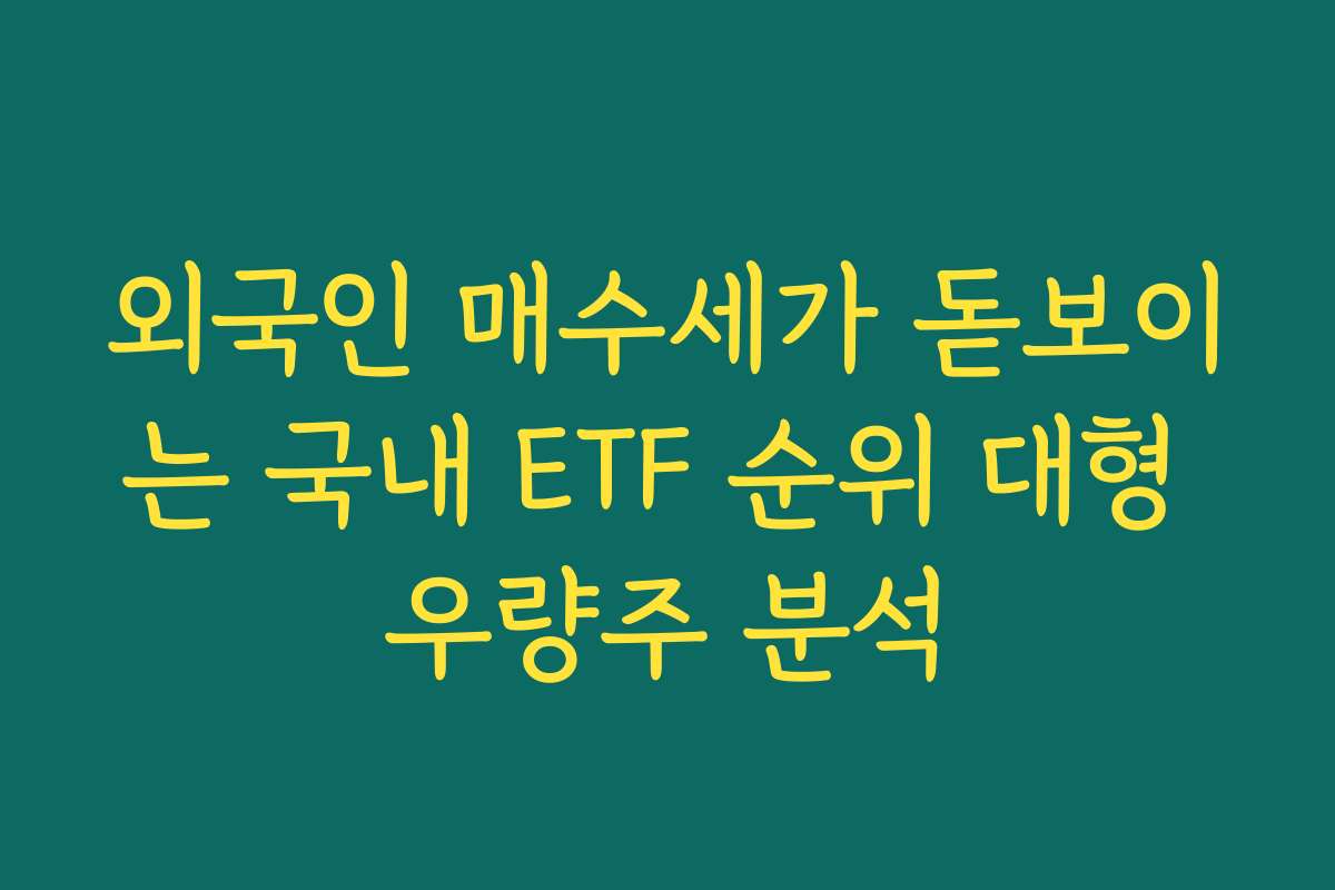외국인 매수세가 돋보이는 국내 ETF 순위 대형 우량주 분석