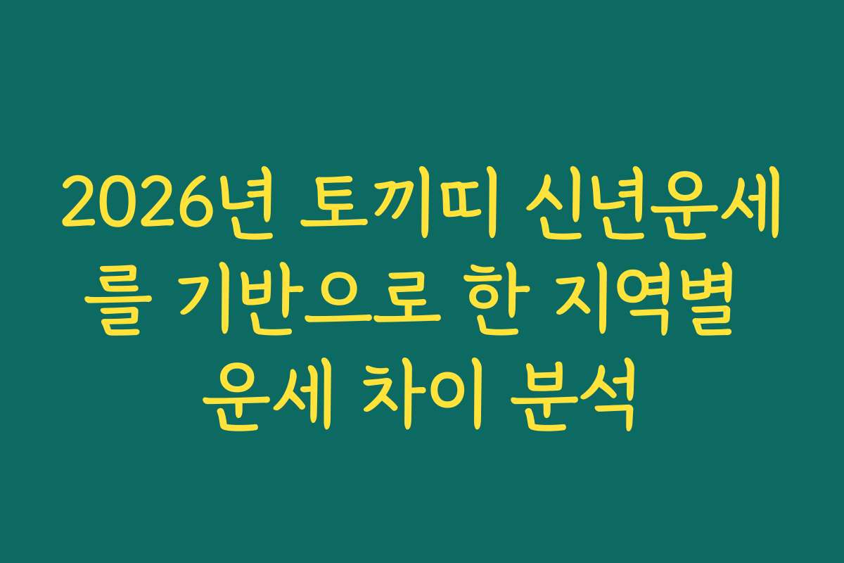2026년 토끼띠 신년운세를 기반으로 한 지역별 운세 차이 분석