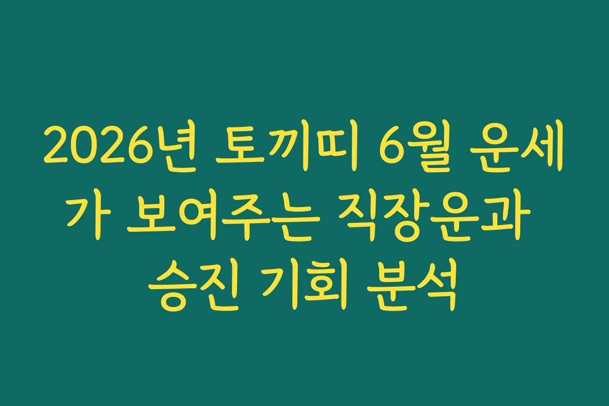 2026년 토끼띠 6월 운세가 보여주는 직장운과 승진 기회 분석