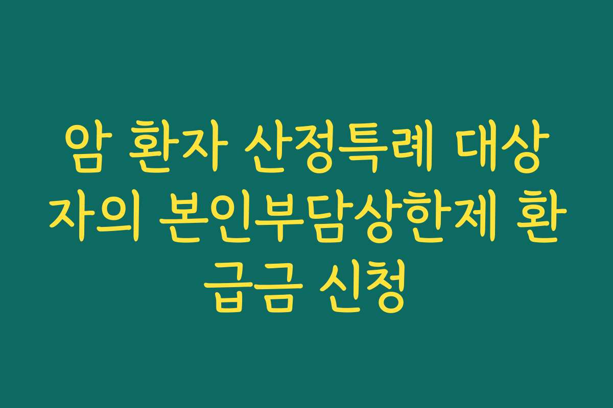 암 환자 산정특례 대상자의 본인부담상한제 환급금 신청