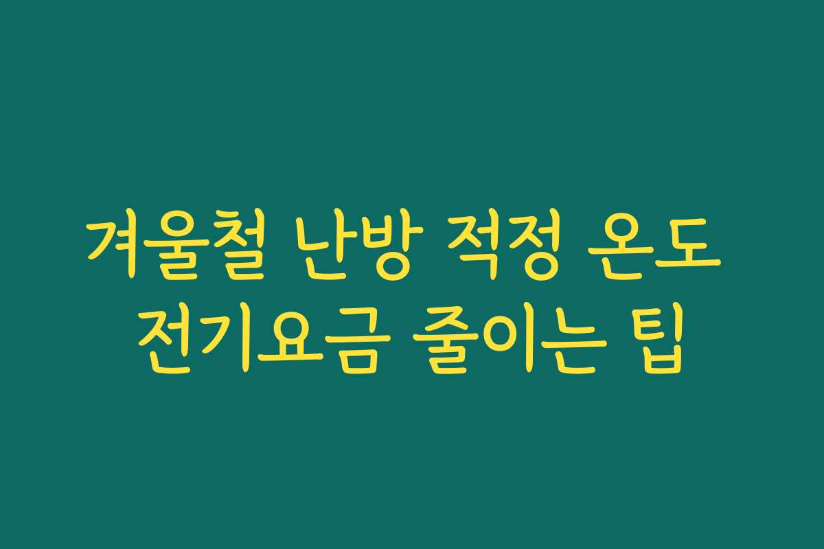 겨울철 난방 적정 온도 전기요금 줄이는 팁