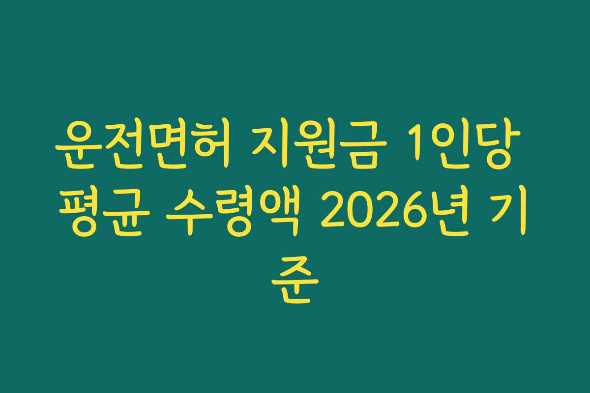 운전면허 지원금 1인당 평균 수령액 2026년 기준