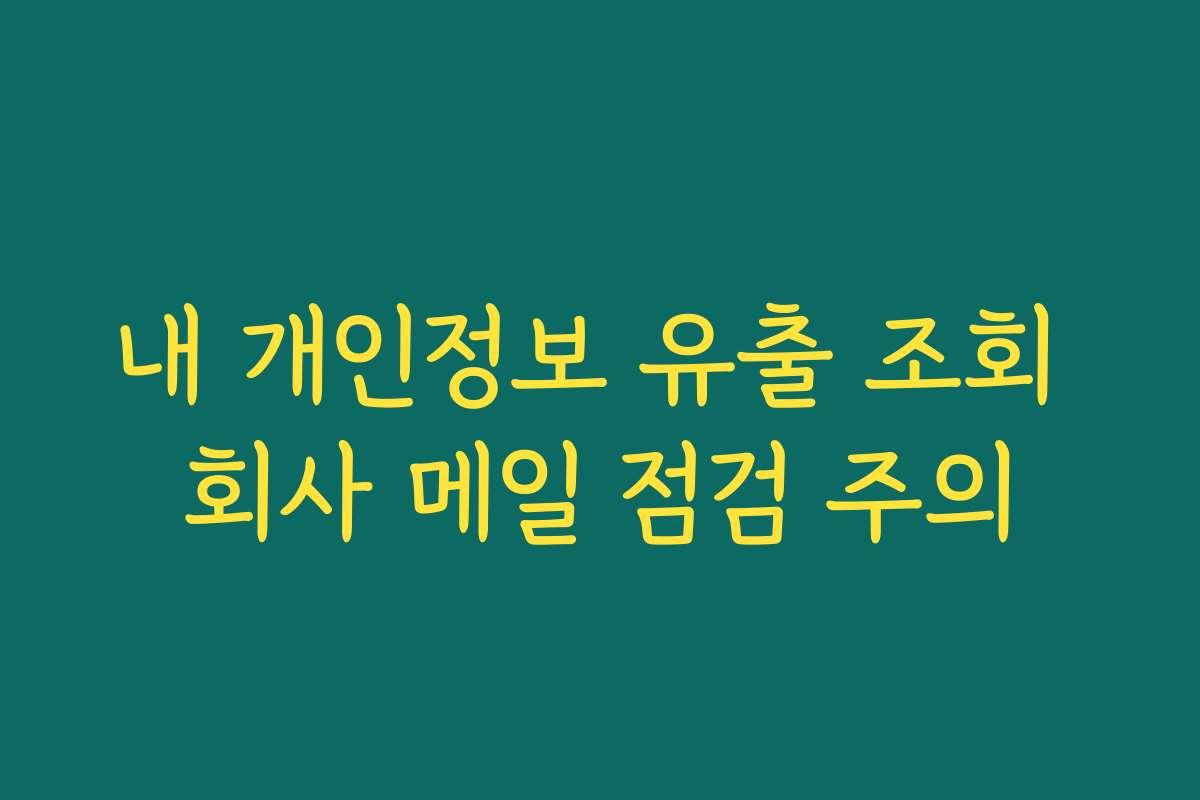 내 개인정보 유출 조회 회사 메일 점검 주의