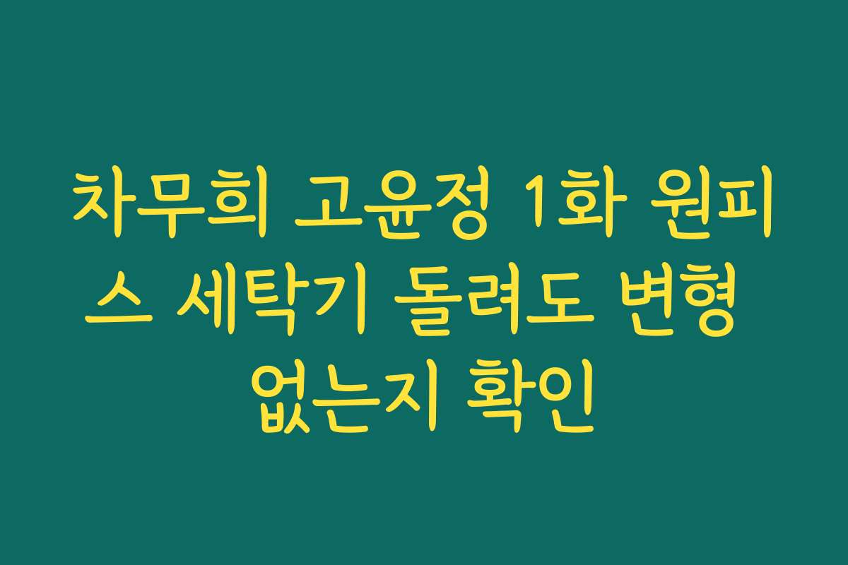 차무희 고윤정 1화 원피스 세탁기 돌려도 변형 없는지 확인