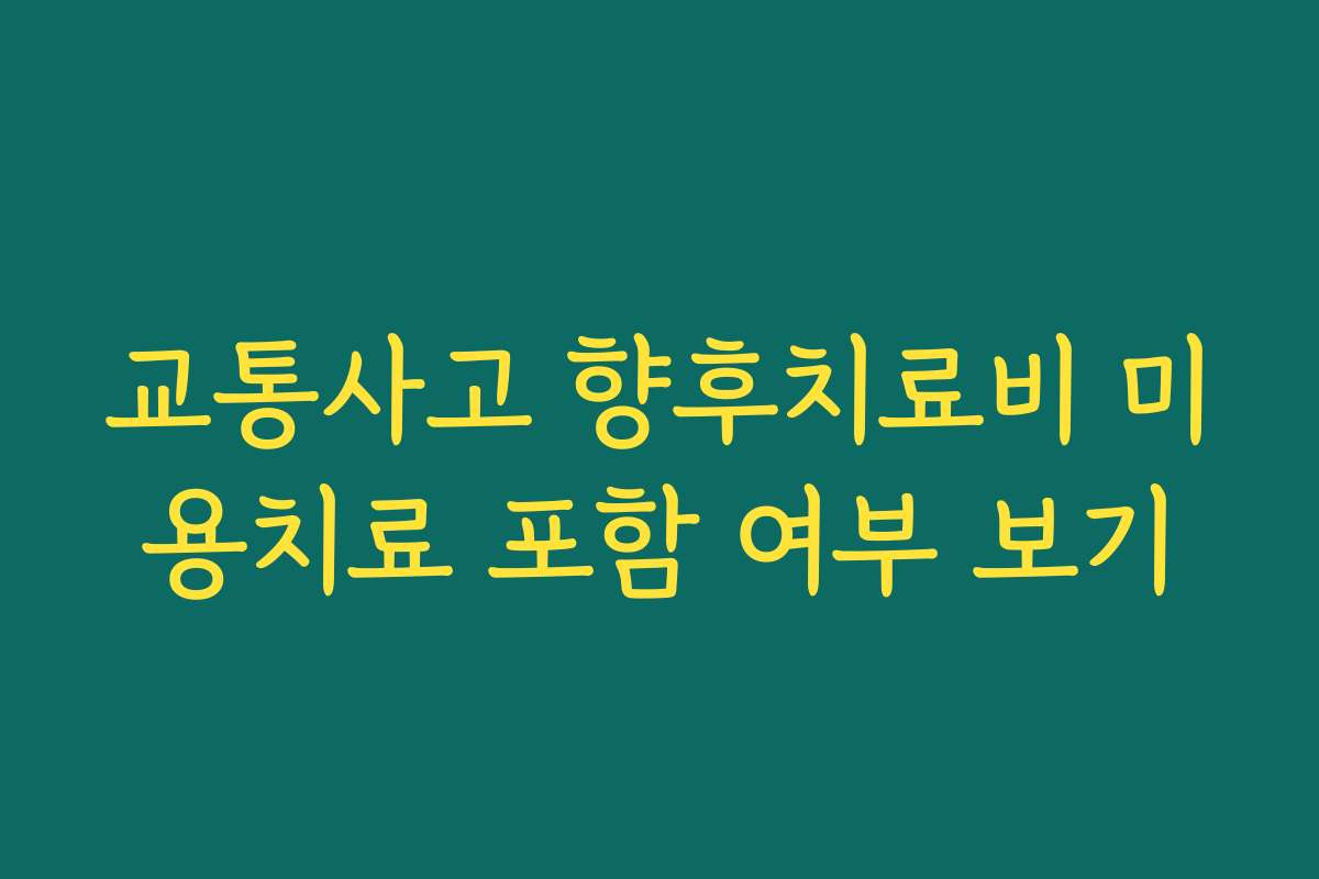 교통사고 향후치료비 미용치료 포함 여부 보기