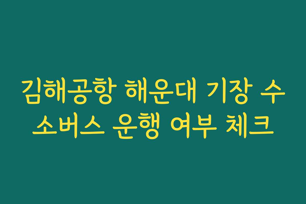 김해공항 해운대 기장 수소버스 운행 여부 체크