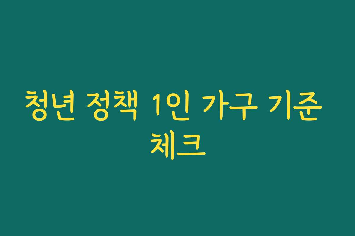 청년 정책 1인 가구 기준 체크