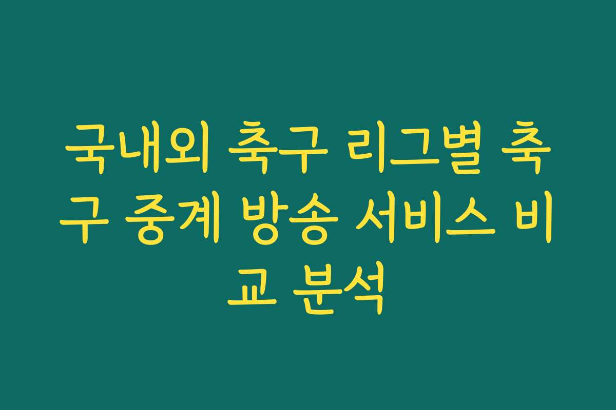 국내외 축구 리그별 축구 중계 방송 서비스 비교 분석